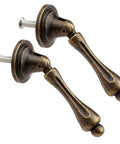 Antique Brass Cabinet Door Pulls Set 2 Pack 2.44 x 0.94 Inches Zinc Alloy Hardware shown in side view