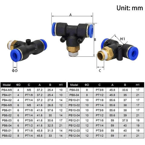 Dead Simple Slick Pneumatic Air Quick Connector Fitting For 4Mm 6Mm 8Mm Tubing And Universal 1/8 1/4 3/8 1/2 Inch Male Threads No Sweat Setup Tough As Nails Straight Hose Pipe Adapter dimensions with specs.