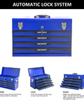 20 Inch Steel Portable Tool Box With Drawers Tool Storage Box Organizer With Metal Lock Closure, shown open and closed