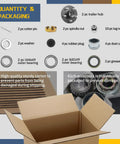 Packaging of Two Pack Heavy Duty Trailer Hub Kit For 3500 Lb Trailers, 5 Lug 4.5 Inch Bolt Pattern, Includes accessories and box