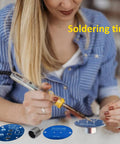 Woman using Ultrasonic Levitator Solder Practice Kit For Electronic Soldering Training at desk