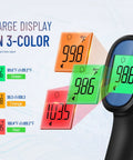 No Touch Forehead Thermometer For Adults And Kids, Ultra Fast 1 Second Read Infrared Thermometer With Accurate Fever Detection, Safe No Cross Contamination, Easy One Button Use With Backlit Display showing 3-color display