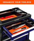 47 Piece Tool Drawer Organizer Set in Orange for Rolling Tool Chest Cabinet with tools organized in trays