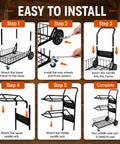 Heavy Duty Rolling Saddle Rack Cart With Spacious Basket And Locking Casters For Super Smooth Glides assembly instructions with detailed steps.