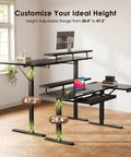 55 Inch L Shaped Electric Standing Desk With Keyboard Tray And Reversible Height Adjustment, Corner Computer Desk