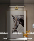 Dimmable LED Picture Light for Artwork 24.4 Inch Swing Arm Wall Lamp Full Metal Brass Finish 3000K Warm White 14W