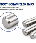 Close-up of 10mm Dowel Pins Kit 70mm Length Non-Threaded Cylindrical Alignment Pins with chamfered ends for easy insertion