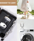 Image of Compact Portable Mini Washing Machine For Dorm Life And Getaways Cordless Electric Washer for easy transport in a suitcase.