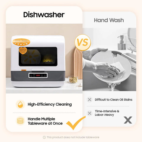 Hassle Free Portable Countertop Dishwasher With Durable Stainless Steel Body And High Pressure Spray Nozzles 110V Compact Mini Washer for efficient cleaning.