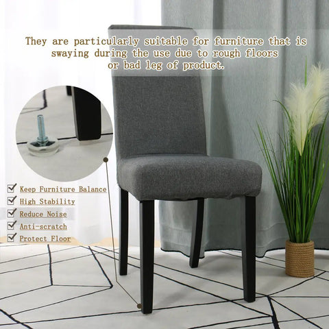 Durable M6 Screw On Leveling Feet For Furniture 24 Pack shown stabilizing a gray chair on a patterned floor