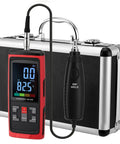 3 In 1 Digital Vibe Meter With Magnetic And Long Probes For ISO 10816 Analysis Tracks Acceleration Up To 199.9 Meters Per Second Squared Velocity Up To 199.9 Millimeters Per Second Displacement Up To 1.999 Millimeters Temperature 0 To 40 C, red handheld meter with probes and case
