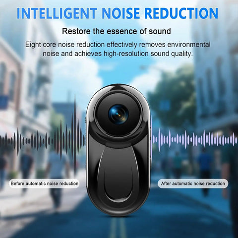 Ultra Compact 1080P Body Camera With 512GB Built In Storage Hands Free Vlogging 360 Degree Rotating Clip Magnetic Clip Wearable Action Cam For Travel And Motorcycle SD Card Not Included displaying intelligent noise reduction.