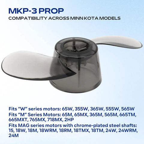 Propeller Kit For Three And A Quarter Inch Trolling Motor Shafts MKP 3 2061151 1378211 Includes Drive Pin Nut And Lock Washer 12V 24V Compatible Fits W M MAG Series Motors Pre 1994 Replacement.