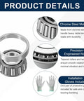 Tapered Roller Bearing Cone And Cup Set For 1.5 Inch Bore, 2.717 Inch Outer Diameter, 1.031 Inch Width, Chrome Steel High Strength Bearing Kit For Heavy Loads, Smooth Spins And Durable Performance.