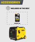 4500 Watt RV Ready Portable Inverter Generator with Crazy Quiet Technology and engine oil accessory