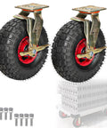 Heavy Duty Silent Swivel Casters With Chunky Rubber Tires glide smooth on carpet or hardwood for couches and carts.