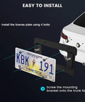 Rear License Plate Frame Bracket Mount For BMW And Mini Cooper 2005-2023 installation diagram with screws on car trunk