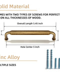 12 Pack 5 Inch Hole Center Cabinet Pulls Antique Brass Zinc Alloy Kitchen Drawer Handles With Two M4 Screws Included Durable 5.45 Inch Length Drawer Pulls For Cabinets And Dressers with screws showing multiple sizes