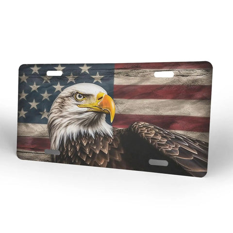 American Flag Eagle License Plate Cover Dope Rust Proof Stainless Steel Car Tag For Men And Women Vanity Plate Decor Durable Gift
