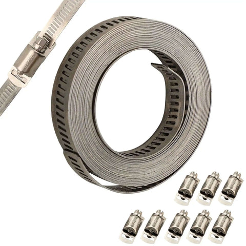 Premium Stainless Steel Hose Clamp Kit With Adjustable Worm Gears For Quick Tightening And Secure Grip, 304 steel band roll with clamps
