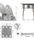Top Shelf Super Heavy Duty Caster Yoke Replacement Featuring Adjustable Slot Plates And Smooth Swivel Pivots, 4.5x3 inches.