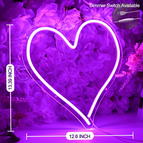 Heart Shape LED Neon Light Sign 13.4 Inch Wall Hanging Neon Vibe Decor For Bar Bedroom Living Room Dorm Party USB Powered