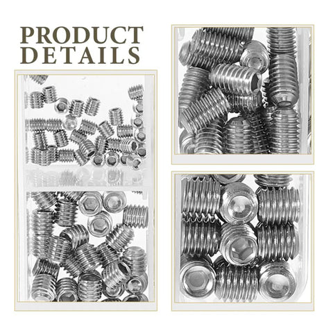 200 Pcs Stainless Steel Screw Set M3 M8 Flat Grub Screws 304 Alloy Fasteners For Doors Shop Smooth Threads Perfect Diy And Pro Techs Loving Solid Work Done Right With Heavy Duty Gear To Crush It Hard. stainless steel grub screws in plastic organizer