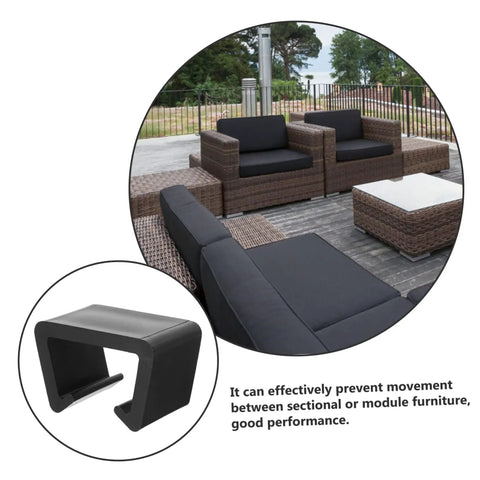 12 Pack Garden Furniture Clips For Patio Sofas And Outdoor Sectionals Wicker Chair Fasteners shown securing wicker furniture
