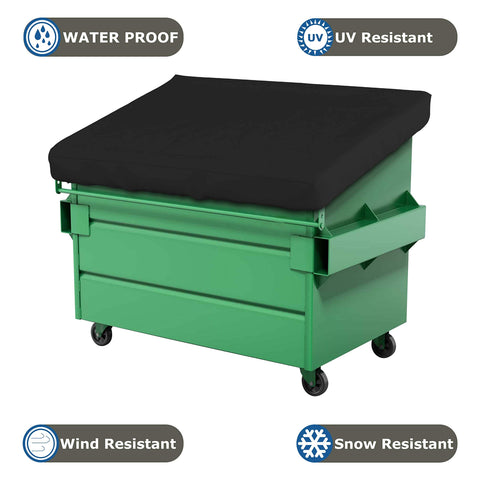 Heavy Duty Dumpster Cover Waterproof 12 Oz Material With No Fuss Elastic Corner Edges Keeps Trash Can Top Safe From Rain Snow Sun And Dirt Dimensions 48 By 36 By 6 Inches 100 Percent Weather Resistant Patio Cover With Logo Customization