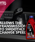 Dexron III Mercon Automatic Transmission Fluid 1 Quart bottle next to a car gear shift