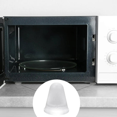 Heavy Duty Thirty Two Piece Cone Shaped Clear Rubber Bumpers With Powerful Self Adhesive Backing For Household Furniture That Is Bound To Keep Your Floors Looking Sharp in a microwave setting.
