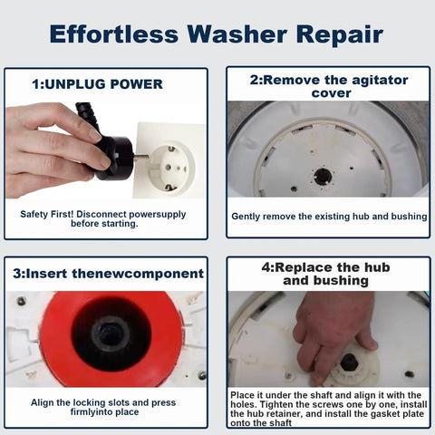 Washer Driven Hub Kit With Basket Sleeve Replacement For Washing Machines Fits Whirlpool Kenmore Maytag VMW Replaces W10528947 W10396887 AP5665171 PS6012095 MVWC565FW0 MVWX655DW0 52719 installation steps