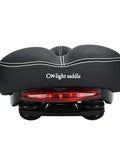 Rear view of C99 Memory Foam Bike Seat Saddle With Taillight Waterproof Wide Leather Cushion Dual Spring Suspension