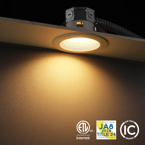 All In One 8 Pack 5CCT 4 Inch LED Recessed Canless Ceiling Downlights With J Box Anti Glare Deep Baffle Dimmable CRI90 ETL
