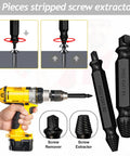 Six Piece Damaged Screw Extractor Tool Set For Stripped Screws Bolts And Nuts Easy Removal With High Speed Steel Bits and drill