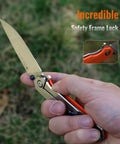 Close-up of hand gripping Your Go To Everyday Carry Folding Pocket Knife With 3.39 Inch 14C28N Blade, G10 Handle, Deep Carry Clip