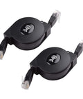 2-Pack 3Ft Retractable Ethernet Cables Cat5e For Gigabit Networking 10 100 1000 Mbps RJ45 Travel Friendly For Computers Printers