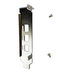 Solid Three Port Low Profile Short Bracket For Nvidia Quadro P400 And T400 Graphics Cards featuring Mini DisplayPort ports and screws.