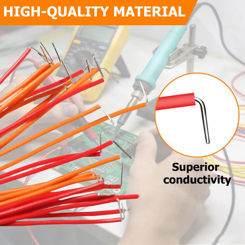 840 Piece Breadboard Jumper Wires Kit With 14 Precise Lengths From 2 To 125 Millimeters Pre Stripped Right Angled Cables For Arduino And PCB Prototyping Solderless Flexible Copper Leads Perfect For Dope DIY Electronics image showing wires close-up with hands prototyping on PCB