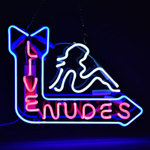 Live Nudes Neon Sign For Bars And Home Glass Neon Lights On Acrylic Backing Preassembled Wall Decor 16x12 Inches