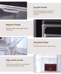 Clear Acrylic Purse Organizer Set For Closet With Magnetic Door Large See Through Handbag Display Boxes 3 Pack detail view