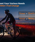 Silhouetted cyclist with digital display of Mini Portable Bike Pump With Slick Digital Gauge And Taillight 130 PSI Electric Air Pump.
