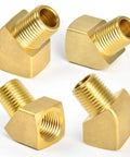 Two Pack 45 Degree Street Elbow Brass Pipe Fittings Half Inch NPT Female To Half Inch NPT Male Heavy Duty Brass Beefy Threads 150 PSI