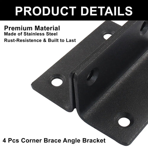 Heavy Duty Stainless Steel Corner Braces L Brackets 4 Pack Black Slick Reinforcement Hardware Built To Last For Diy Woodworking Fits Like A Glove Includes Iron Screws Rock Solid Gear For Furniture And Shelving