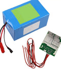 Beefy 4S 100A 12V BMS Protection Board With Smooth Cell Balancing For LiFePO4 Battery Banks, blue box and connection wires included.