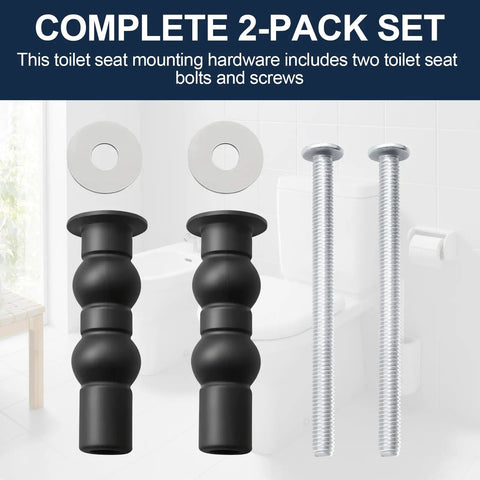 Hella Durable Top Mount Toilet Seat Hardware Kit For Skirted Toilets Packed With Rust Resistant Screws And Bolts set of two black toilet seat bolts and screws