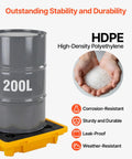 200L drum on Low Profile Spill Containment Pallet For One Drum Built Tough Modular Platform With Drain 11.4 Gallon Sump