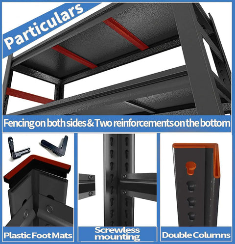 Rock Solid Five Tier Metal Bookshelf Featuring Adjustable Steel Shelves And Double Reinforced Columns Heavy Duty Storage Shelving Unit Built Like A Tank For Home Office Or Garage