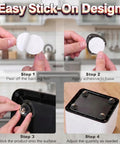 Black Self Adhesive Caster Wheels Four Pack Low Profile Swivel Rollers installation steps for easy peel stick application