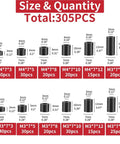 All In One Nylon Spacers Kit Heavy Duty 610 And 915 Pieces Black M3 M4 Spacers For Electronics Cars Furniture And DIY Projects With Electrical Insulation And Vibration Dampening To Keep Things Quiet And Secure. size chart of black nylon M3 and M4 spacers